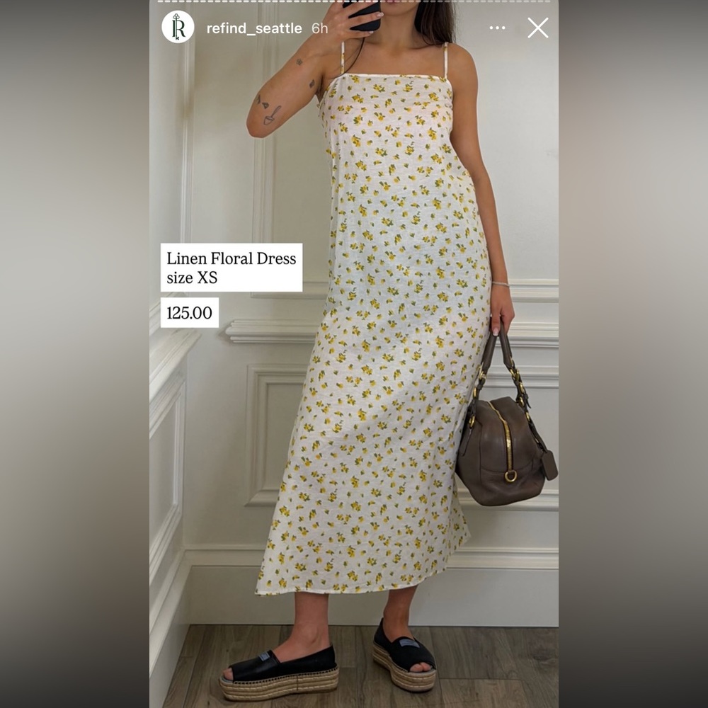 J. Crew White Midi Dress with Yellow Floral Print - Picture 4 of 6
